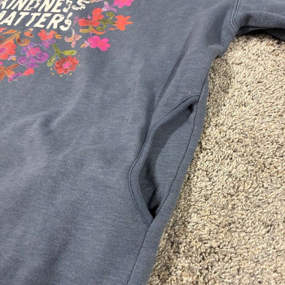 Natural Life Kindness Matters Floral Graphic Sweatshirt Women XXL Blue Gray - Picture 3 of 8